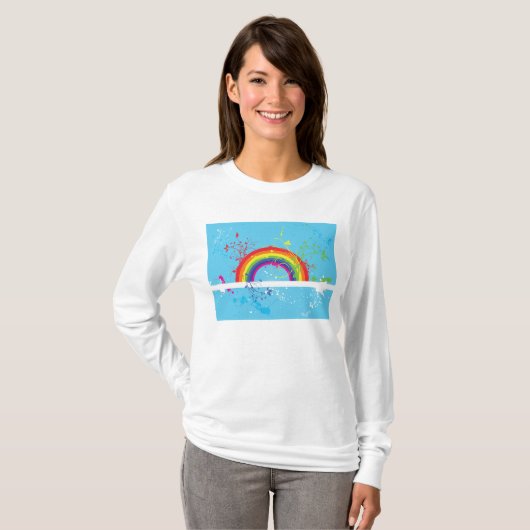 Abstracte Regenboog Bloemen Wervelingen en Paint S T-shirt (Voorkant volledig)