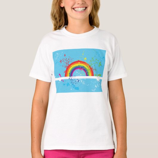 Abstracte Regenboog Bloemen Wervelingen en Paint S T-shirt (Voorkant)