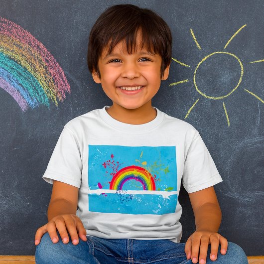 Abstracte Regenboog Bloemen Wervelingen en Paint S T-shirt