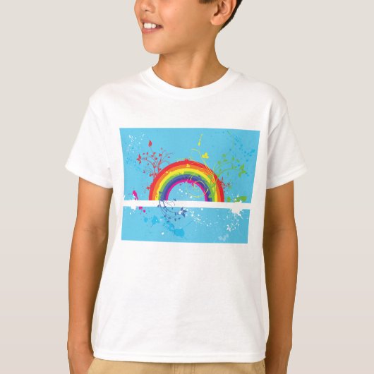 Abstracte Regenboog Bloemen Wervelingen en Paint S T-shirt (Voorkant)