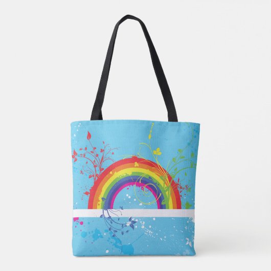 Abstracte Regenboog Bloemen Wervelingen en Paint S Tote Bag (Achterkant)