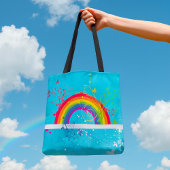 Abstracte Regenboog Bloemen Wervelingen en Paint S Tote Bag