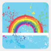 Abstracte Regenboog Bloemen Wervelingen en Paint S Vierkante Sticker (Voorkant)