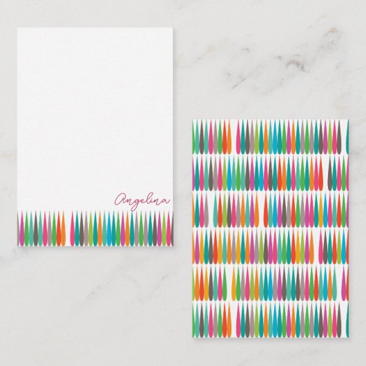 Abstracte regenboog druppels patroon Aangepaste na Notitiekaartje (Voorkant / Achterkant)