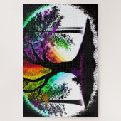 Abstracte regenboog eucalyptus boom witte achtergr legpuzzel (Verticaal)