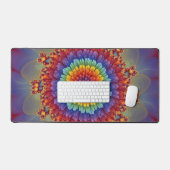 Abstracte Regenboog Fractale Dahlia Bloei Bureaumat (Keyboard & Muis)