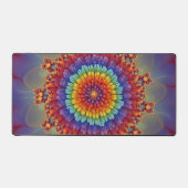 Abstracte Regenboog Fractale Dahlia Bloei Bureaumat (Voorkant)