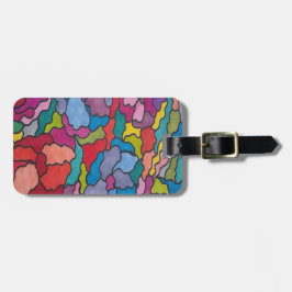 Abstracte regenboog gebrandschilderde bloemen bagagelabel