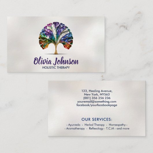 Abstracte regenboog Gingko Tree Visitekaartje (Voorkant / Achterkant)