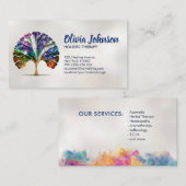 Abstracte regenboog Gingko Tree Visitekaartje (Voorkant / Achterkant)