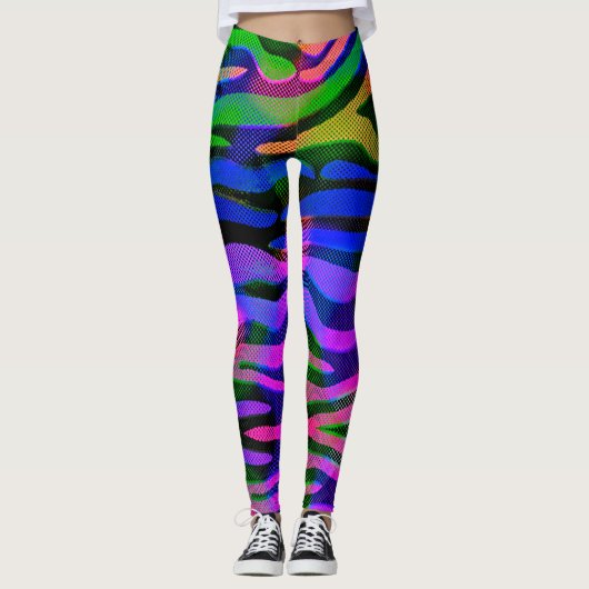 Abstracte regenboog holografische look Leggings (Voorkant)