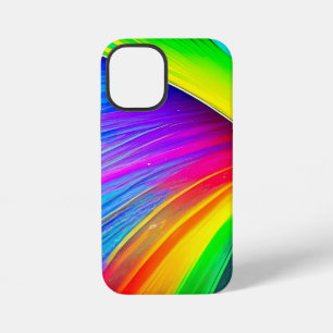 Abstracte regenboog iphone 12 mini hoesje, glanzen hoesje
