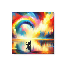 Abstracte Regenboog & Kat die van Oppervlaktewater