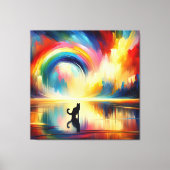 Abstracte Regenboog & Kat die van Oppervlaktewater Canvas Afdruk (Voorkant)