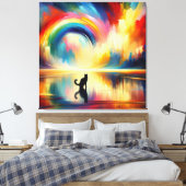 Abstracte Regenboog & Kat die van Oppervlaktewater Canvas Afdruk (Insitu (Slaapkamer))