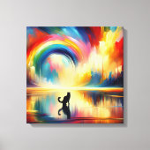Abstracte Regenboog & Kat die van Oppervlaktewater Canvas Afdruk (Voorkant)
