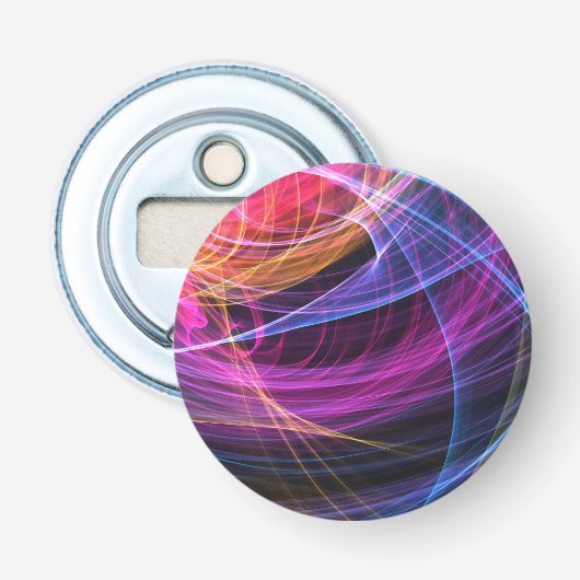 Abstracte Regenboog licht vortex lichten Button Flesopener (Voorkant)