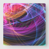 Abstracte regenboog lichtwervel lichten vierkante klok (Voorkant)