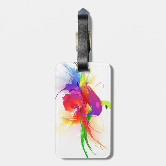 Abstracte Regenboog Lorikeet Verfspatten Bagagelabel (Achterkant verticaal)
