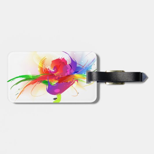 Abstracte Regenboog Lorikeet Verfspatten Bagagelabel (Achterkant horizontaal)