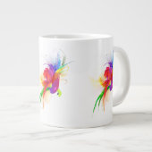 Abstracte Regenboog Lorikeet Verfspatten Grote Koffiekop (Voorkant rechts)