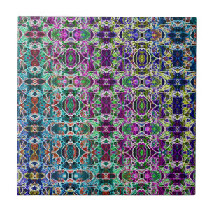 Abstracte regenboog Mandala Fractal Tegeltje