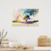 Abstracte regenboog na de Waterverf van de regen Poster (Keuken)