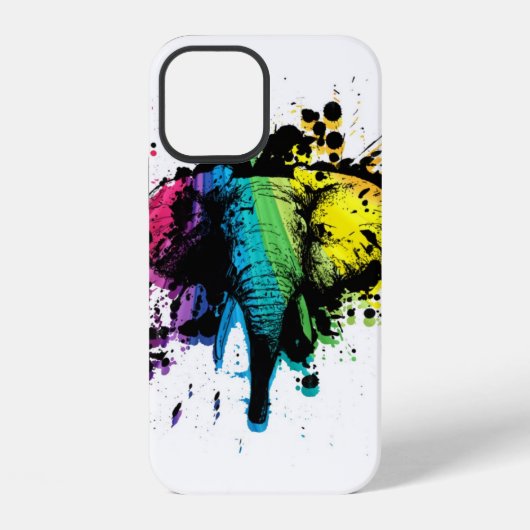 Abstracte Regenboog Stier Olifant iPhone Hoesje (Achterkant)
