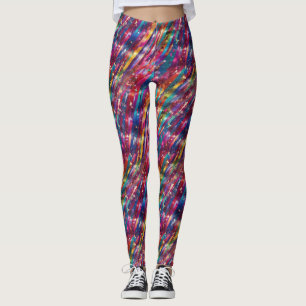 Abstracte regenboog strepen disco glitterpatroon leggings