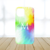 Abstracte Regenboog Tie Dye Monogram & Naam Kleurr Case-Mate iPhone Case