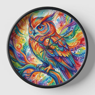 Abstracte Regenboog Uil Tak Kunst Klokken