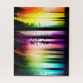 Abstracte regenboog verlicht bos donkere Bossen Legpuzzel (Verticaal)