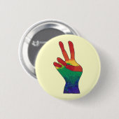 Abstracte regenboog vrede hand teken aangepaste kn ronde button 5,7 cm (Voorkant /achterkant)