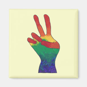 Abstracte regenboog vrede hand teken aangepaste ma magneet