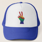 Abstracte regenboog vrede hand teken aangepaste pe trucker pet (Voorkant)