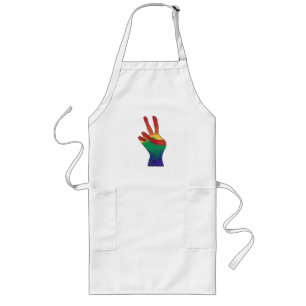 Abstracte regenboog vrede hand teken aangepaste sc lang schort