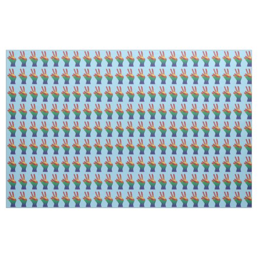Abstracte regenboog vrede hand teken aangepaste st stof (Yard (91,4 cm))