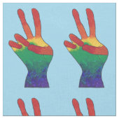 Abstracte regenboog vrede hand teken aangepaste st stof (Close Up)