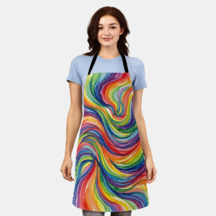 Abstracte regenboog-waterverfschort met winderige schort