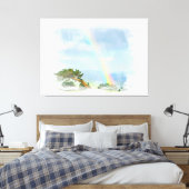 *~* Abstracte regenboogbergen Ocean Artsy AR11 Canvas Afdruk (Insitu (Slaapkamer))