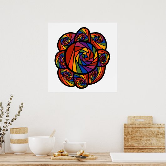 Abstracte regenboogbloem poster (Keuken)