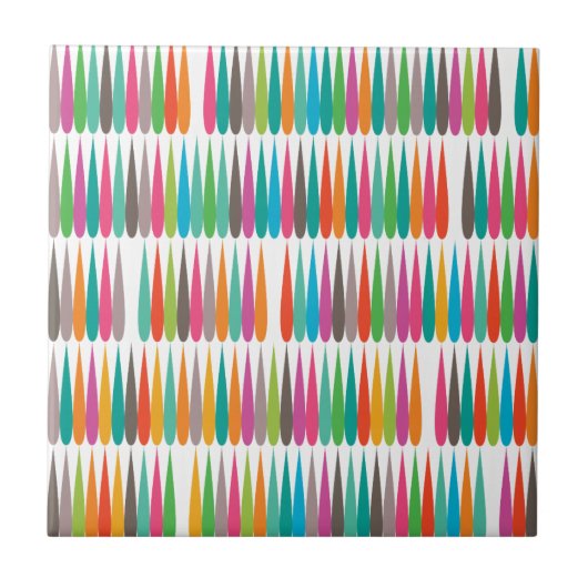 Abstracte regenboogdruppels kleurrijk modern patro tegeltje (Voorkant)