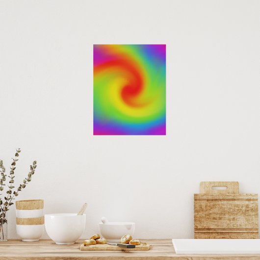 Abstracte regenbooggolfkunst kool poster (Keuken)