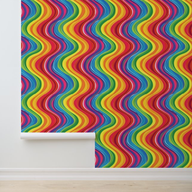 Abstracte Regenbooggolven Behang (Applicatie)