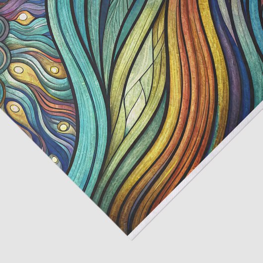 Abstracte regenbooggolven Kleurrijke Decoupage Tissuepapier (Detail)