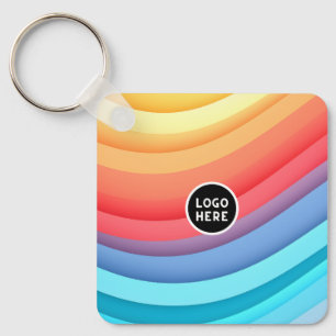 Abstracte regenbooggolven met voeg je eigen touch sleutelhanger