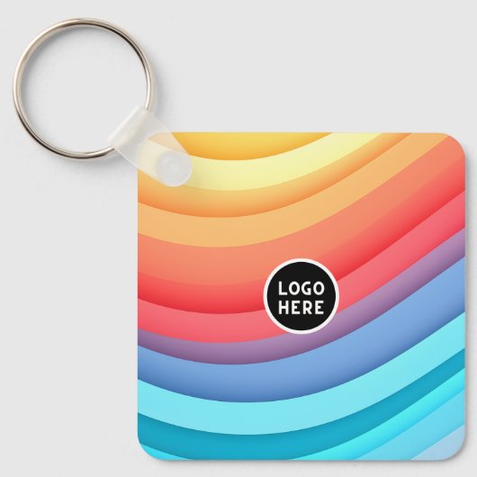 Abstracte regenbooggolven met Voeg je touch toe Sleutelhanger (Voorkant)