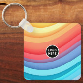 Abstracte regenbooggolven met Voeg je touch toe Sleutelhanger (Voorkant)