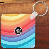 Abstracte regenbooggolven met Voeg je touch toe Sleutelhanger (Achterkant)