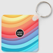 Abstracte regenbooggolven met Voeg je touch toe Sleutelhanger (Achterkant)